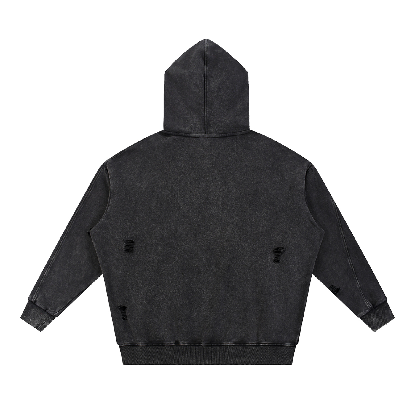 Surzy ripped Snow Washed Distressed Hoodie (Black)