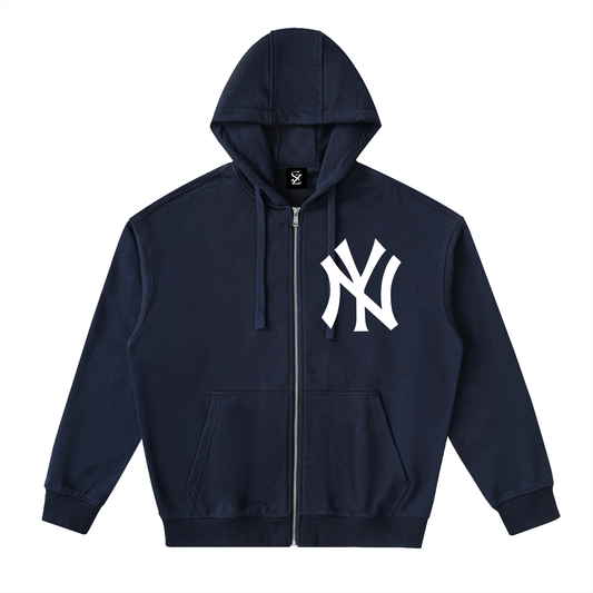 Surzy Yankees Shoulder Drop Double layer Hood Hoodie (Navy Blue)