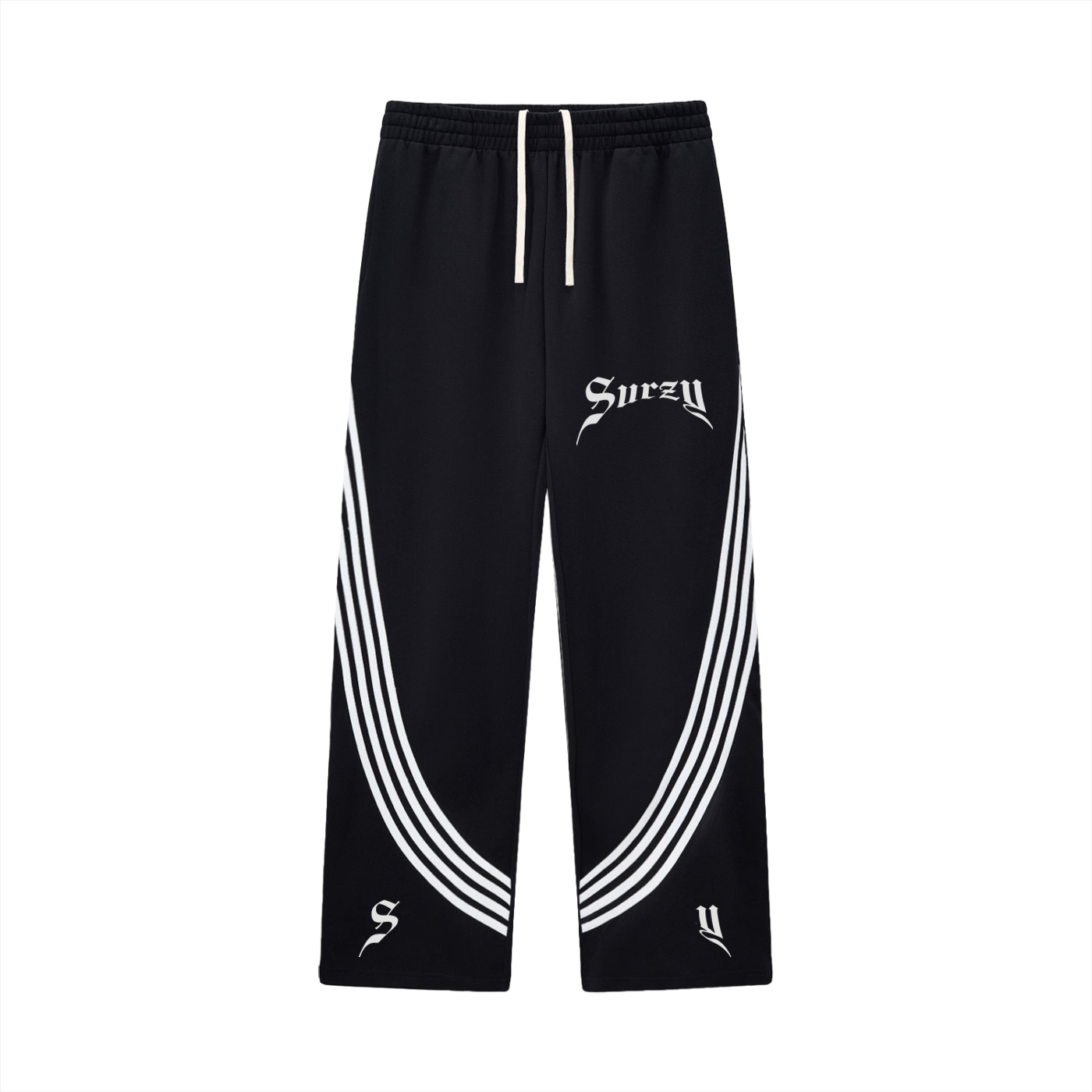 Curved Text Stripe Straight Sweats