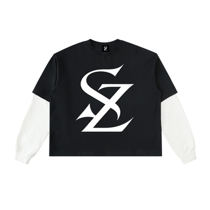 Surzy Two Piece Cotton Longsleeve (Black & White)