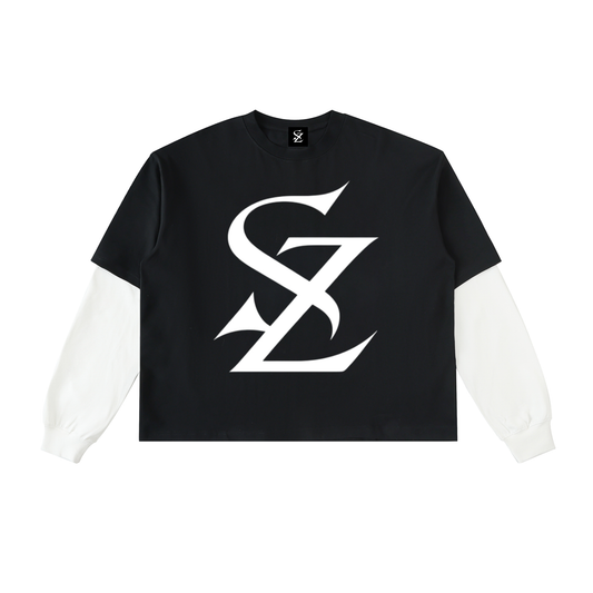 Surzy Two Piece Cotton Longsleeve (Black & White)