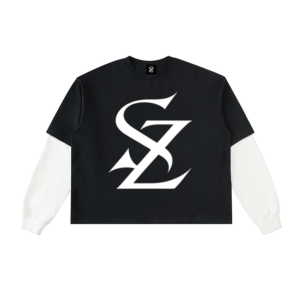 Surzy Two Piece Cotton Longsleeve (Black & White)