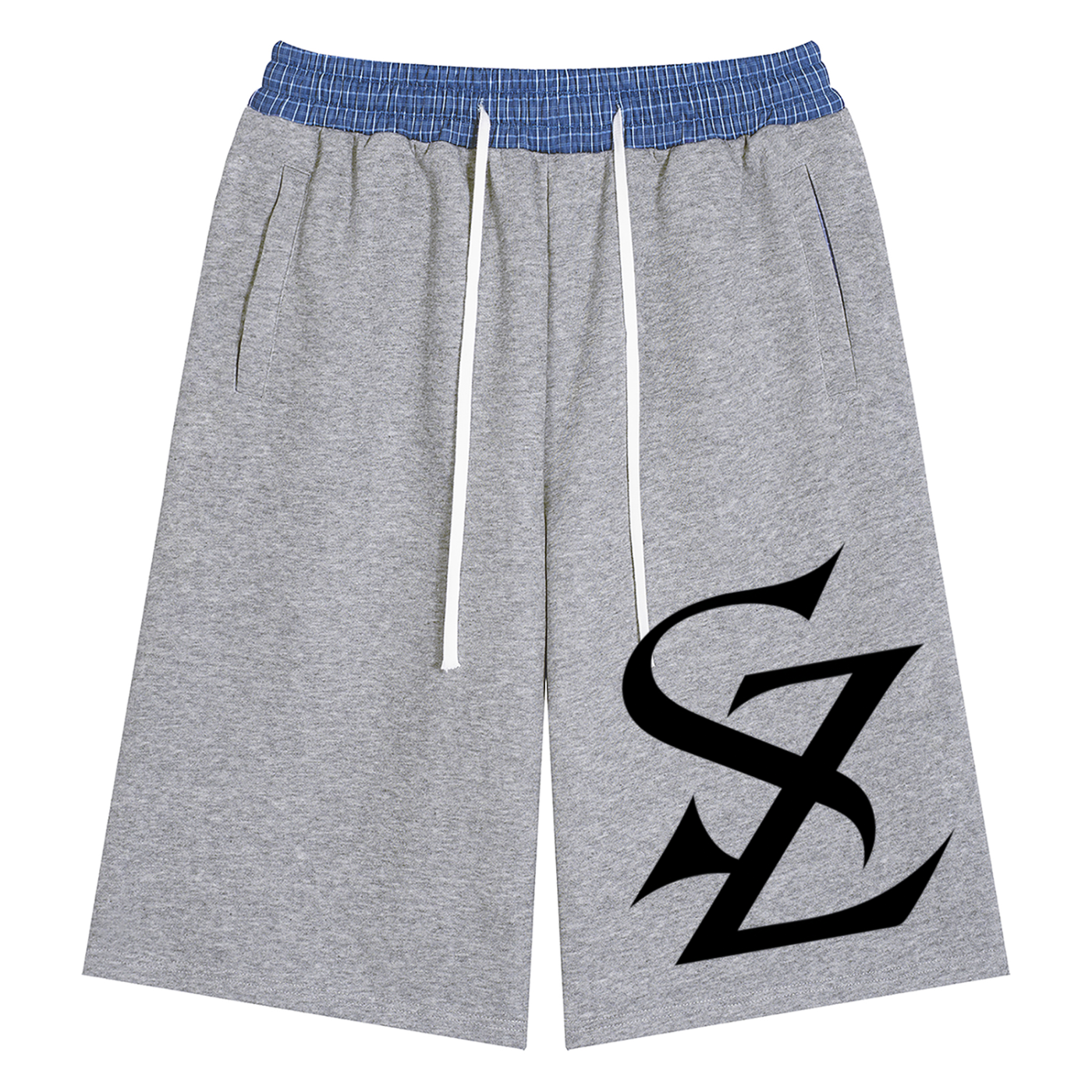 Surzy Plaid Waistband Shorts (Flower Grey)