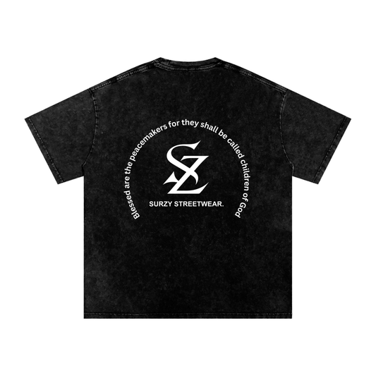 Surzy Matthew 5:5-9 Snow washed Tee (Black)