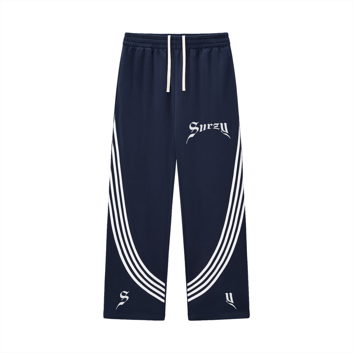 Curved Text Stripe Straight Sweats