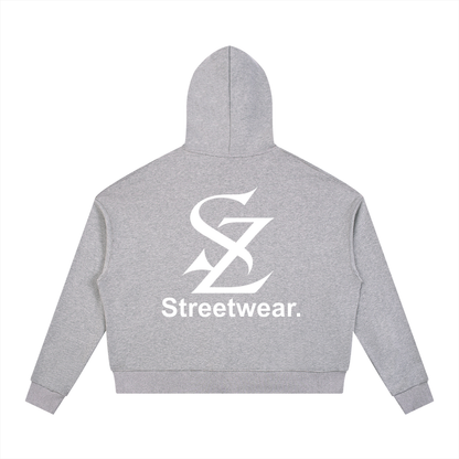 Surzy Contrast Drawstring Hoodie (Flower Grey & Pink)