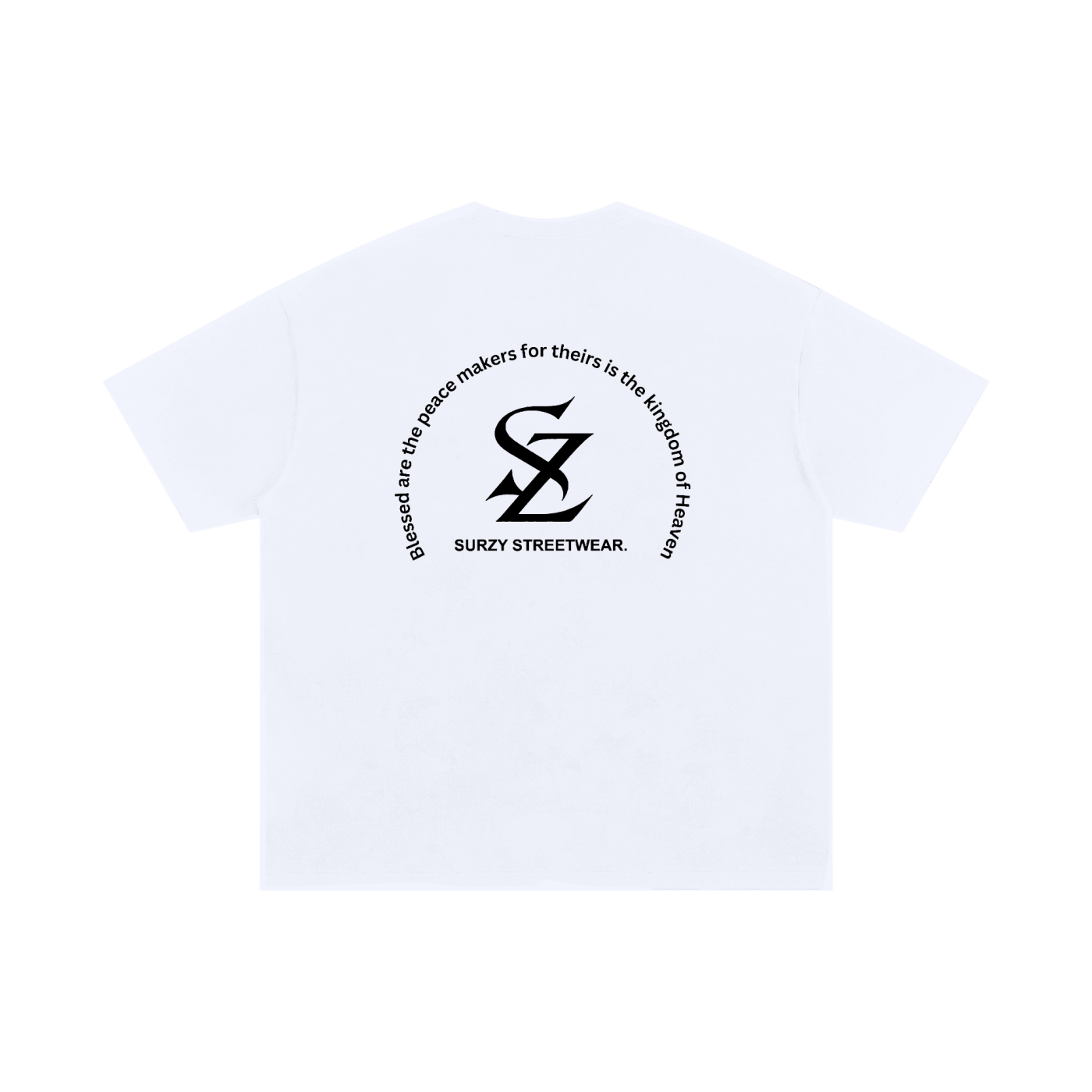 Surzy Classic Matthew 5:5-9 with front cross Tee (White)