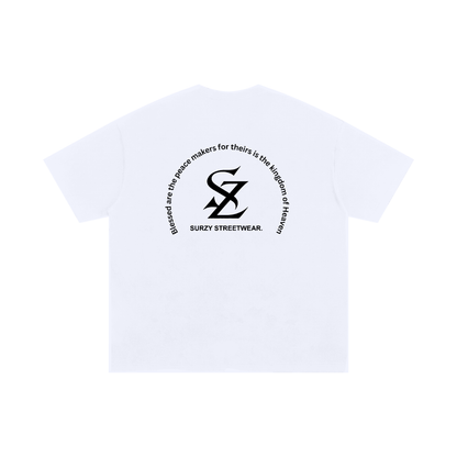 Surzy Classic Matthew 5:5-9 with front cross Tee (White)
