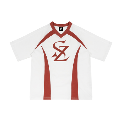 Surzy Color Block Tee (White & Red)