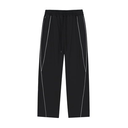 Surzy Reflection Striped Straight-Leg Sweatpants (Black)