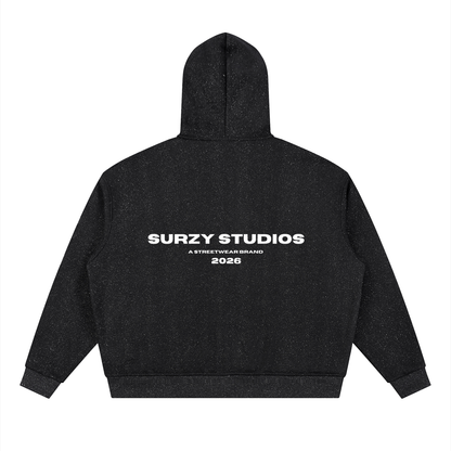 Rhinestones Full Zip Boxy Hoodie (Two Zipper)