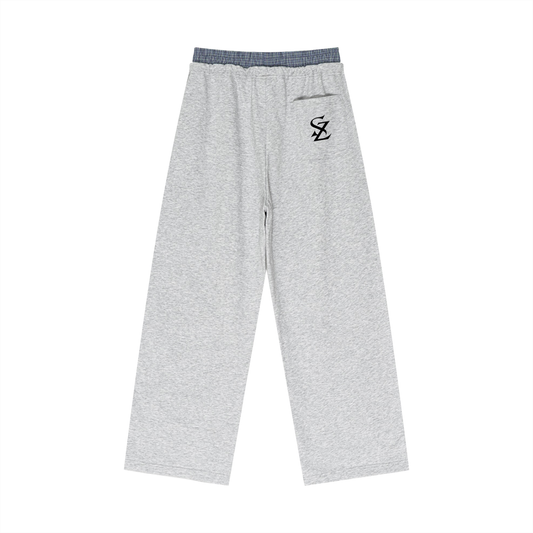 Surzy 81% cotton 19% poly plaid waist Pants (Grey)