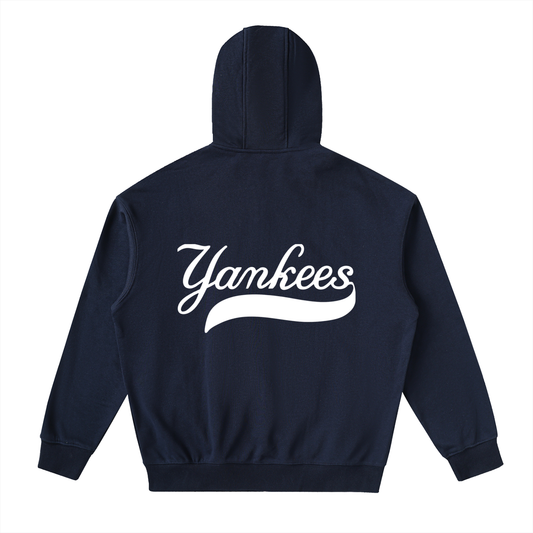 Surzy Yankees Shoulder Drop Double layer Hood Hoodie (Navy Blue)