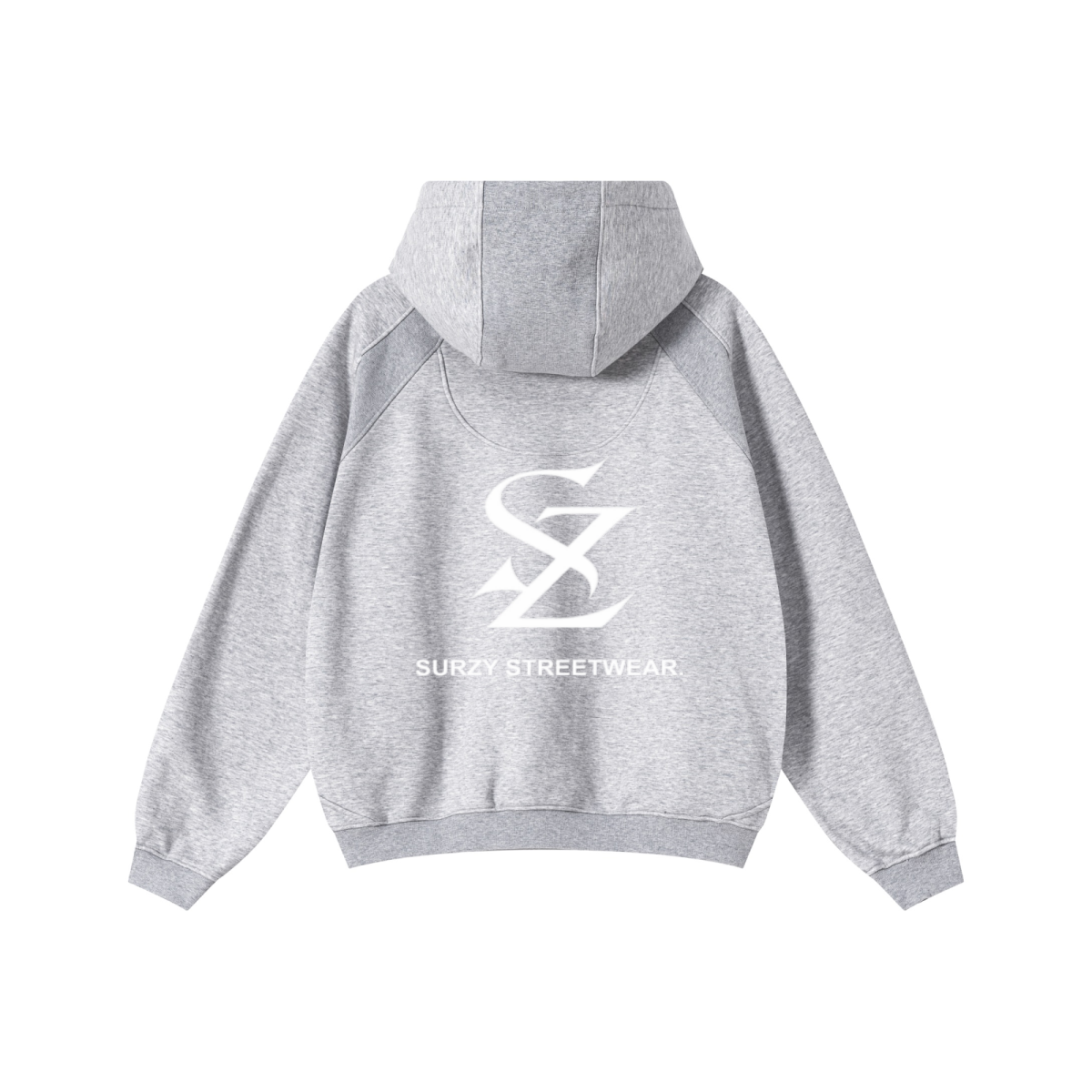 340GSM Men’s Trendy Fleece Structured Panel Hoodie Heathered Grey