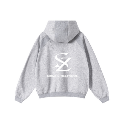 340GSM Men’s Trendy Fleece Structured Panel Hoodie Heathered Grey