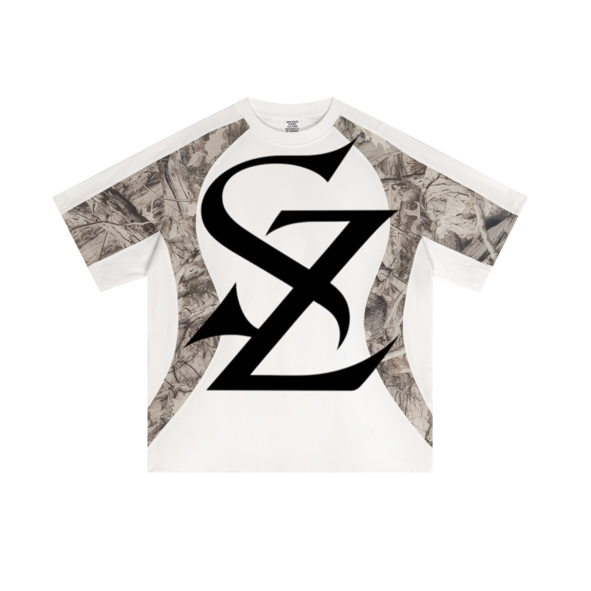 240GSM Men’s Camouflage Structured Panelled T-shirt White
