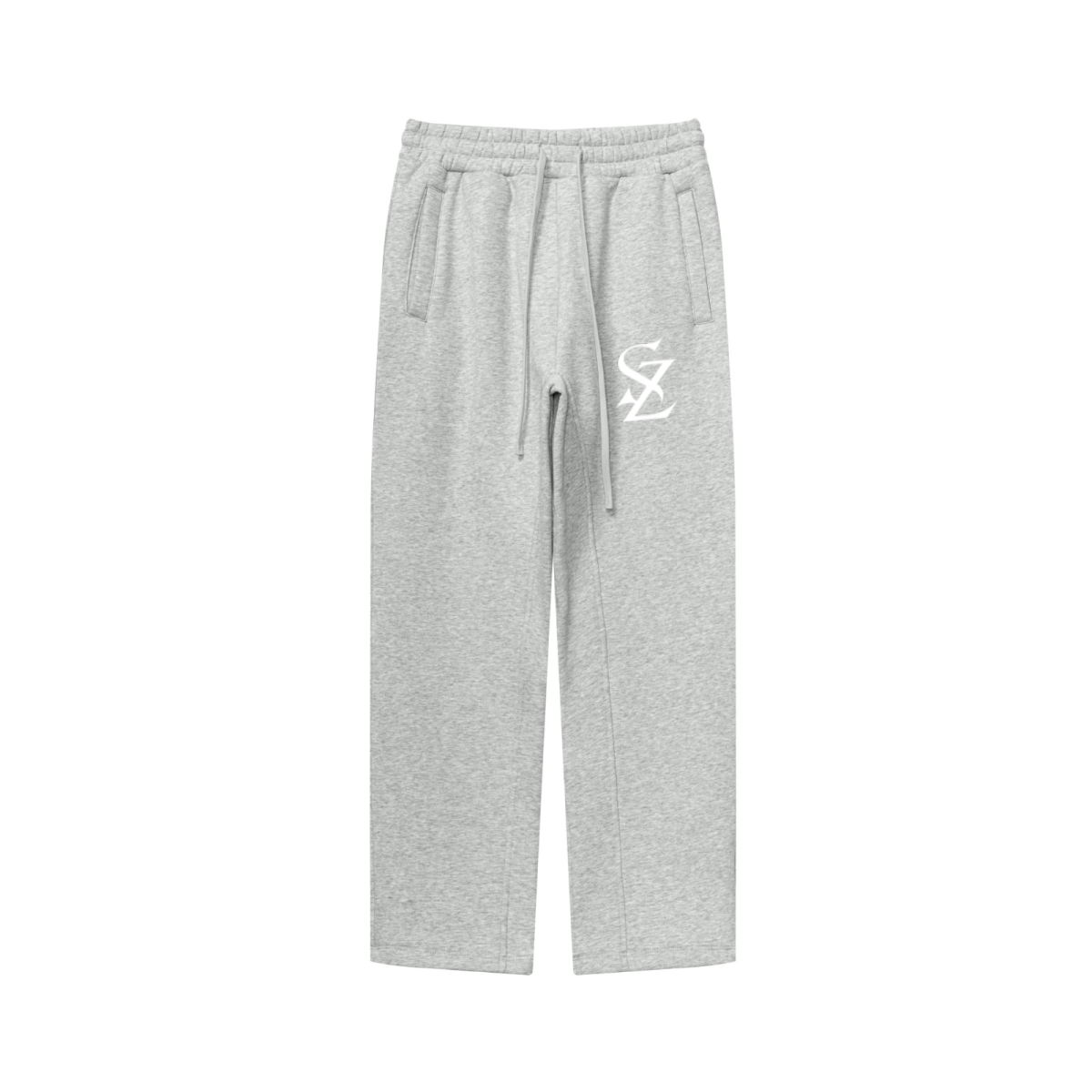 345GSM Unisex Solid-Color Relaxed Fleece-Lined Straight-Leg Pants Heathered Gray