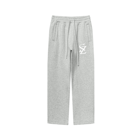 345GSM Unisex Solid-Color Relaxed Fleece-Lined Straight-Leg Pants Heathered Gray