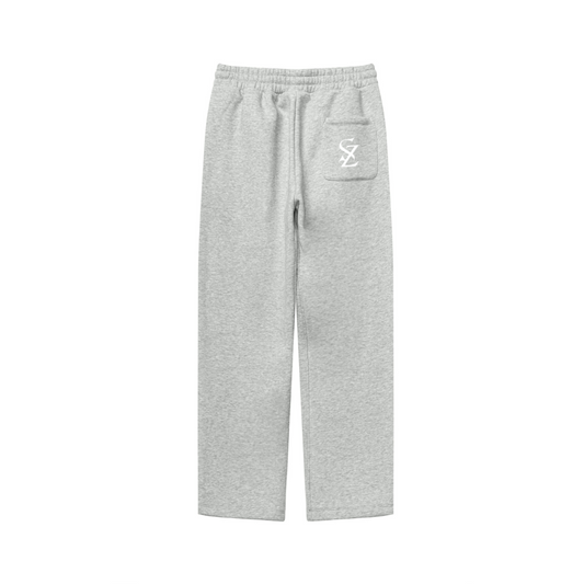 345GSM Unisex Solid-Color Relaxed Fleece-Lined Straight-Leg Pants Heathered Gray