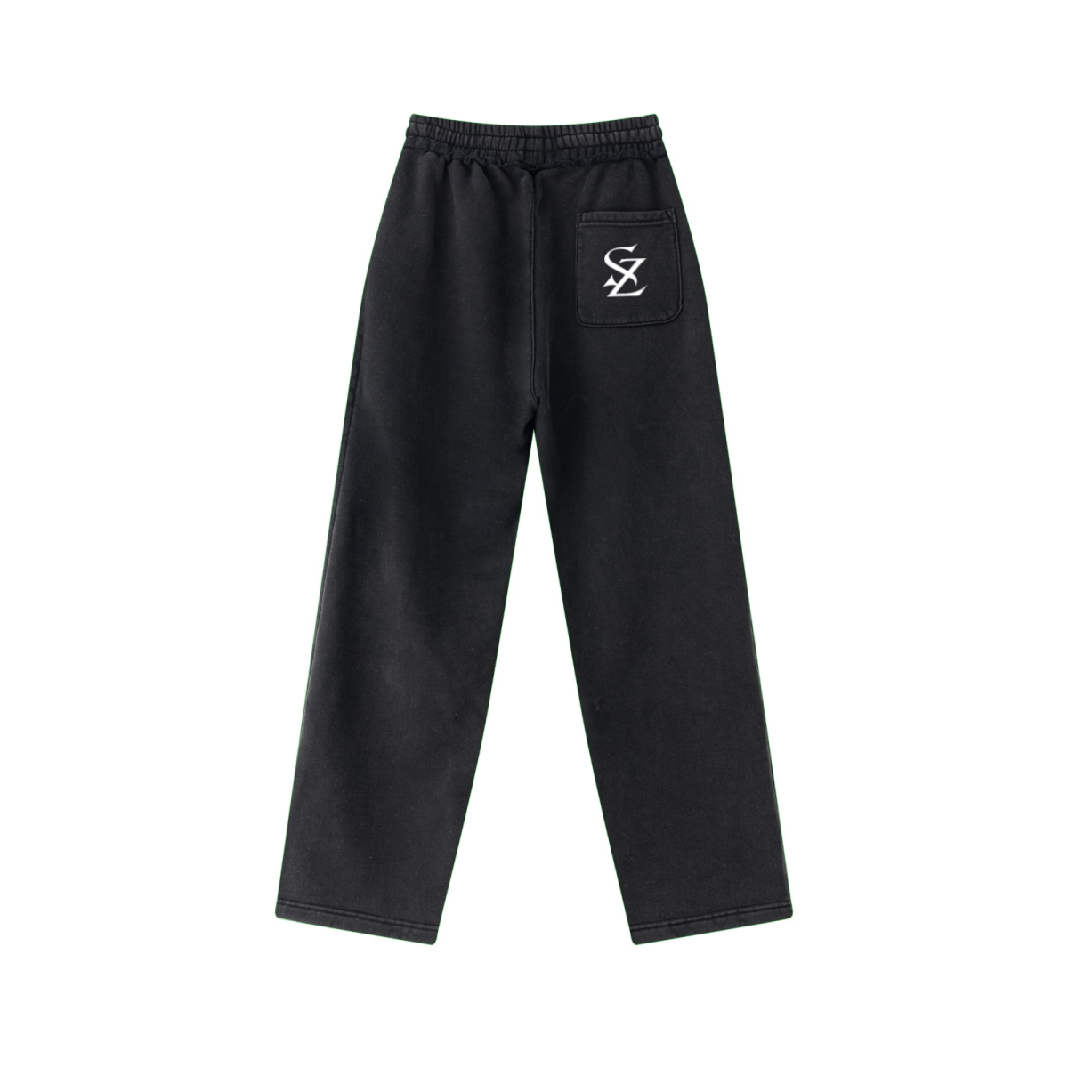 400GSM Men’s Raw-Edge Pigment-Wash Straight-Leg Pants Snow Wash Grey