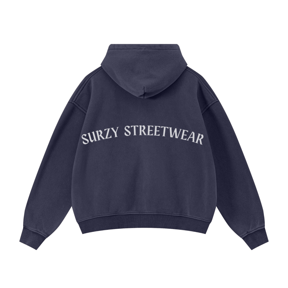 400GSM Unisex Vintage-Wash Boxy-Fit Zip-Up Hoodie Vintage Royal Blue