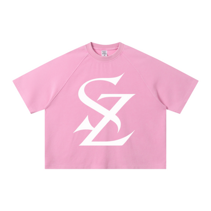 235GSM Men's Waffle Knit Snow Wash Raglan Boxy T-Shirt Baby Washed Pink