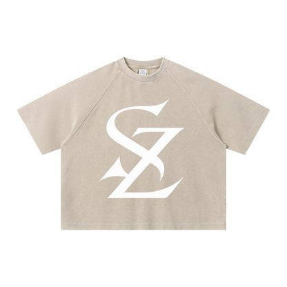 235GSM Men's Waffle Knit Snow Wash Raglan Boxy T-Shirt Outdoor Earth Tone