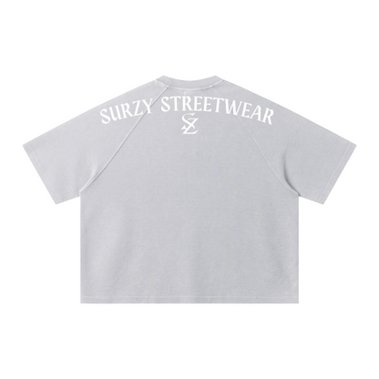 235GSM Men's Waffle Knit Snow Wash Raglan Boxy T-Shirt Washed Oyster Grey