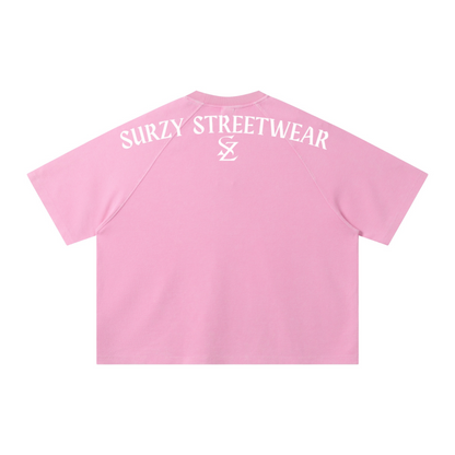 235GSM Men's Waffle Knit Snow Wash Raglan Boxy T-Shirt Baby Washed Pink