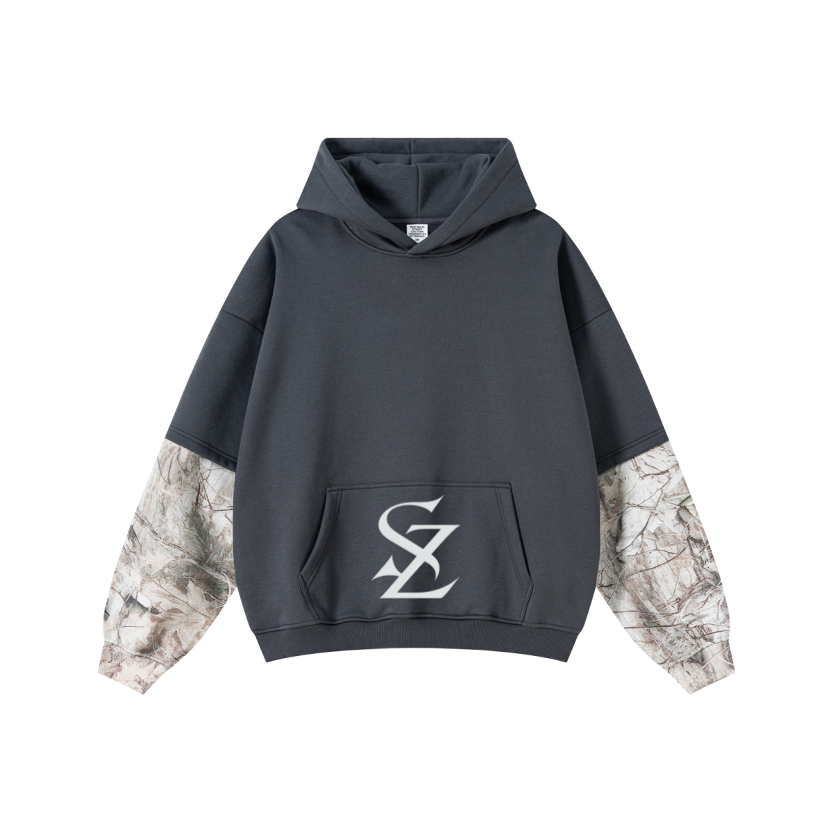 340GSM Unisex Outdoor Washed Layered Spliced Fleece Hoodie Dark Grey