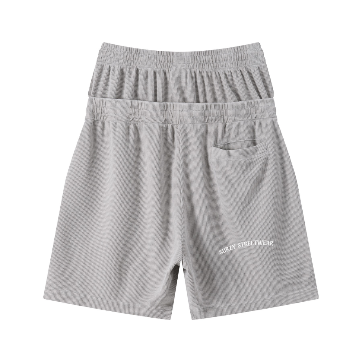 235GSM West Coast Relaxed Fit Waffle Knit Snow-Wash Distressed Shorts Washed Heather Gray